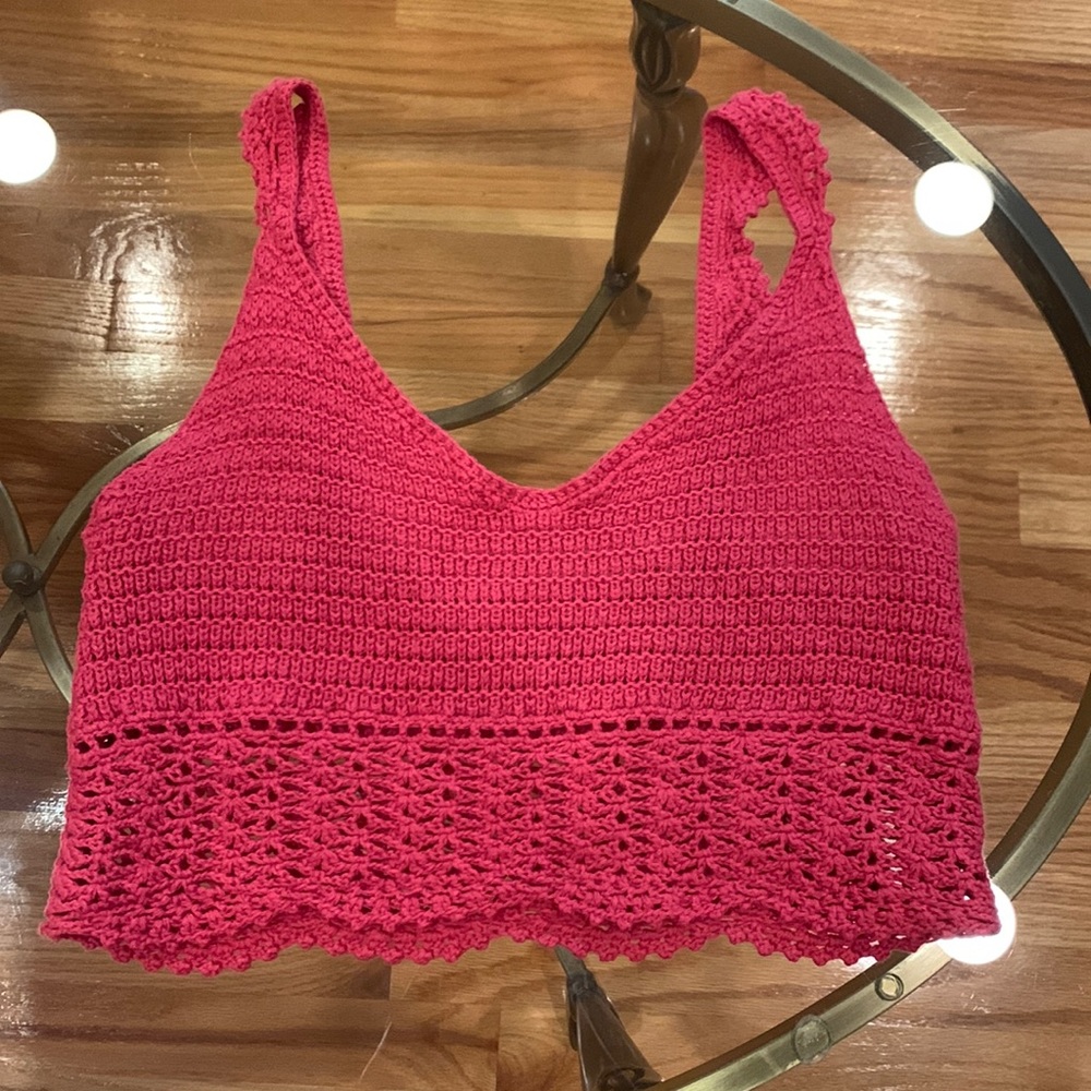 Brand new hot pink crotchet crop top